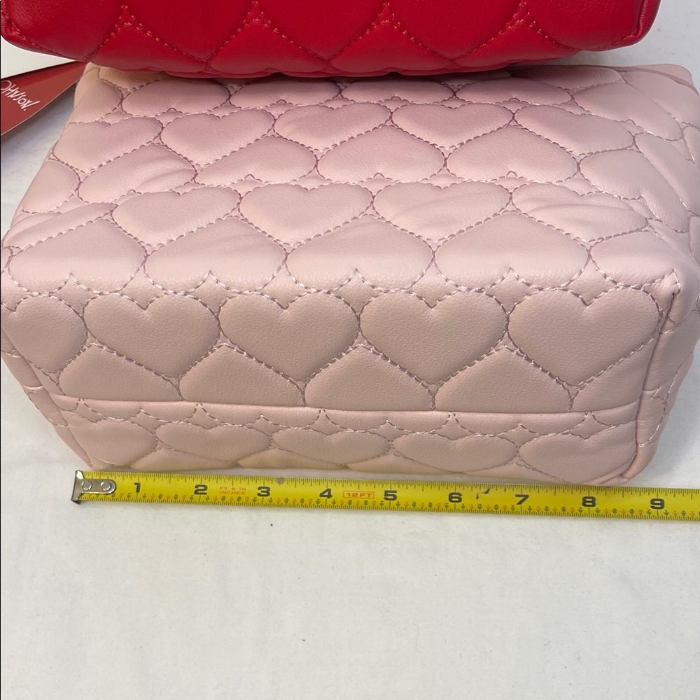 Betsey Johnson Pink and Red Heart Quilted Cosmetic Bags - Picture 5 of 8